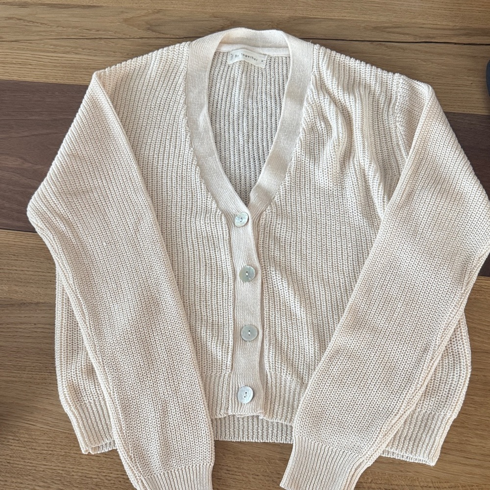 By Together Ivory Button-Up Cardigan